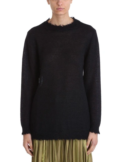 Shop Red Valentino Oversized Longline Knit Top In Black