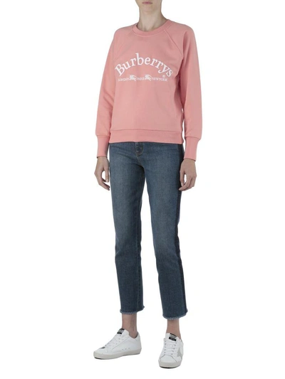 Shop Burberry Cotton Sweatshirt In Light Pink