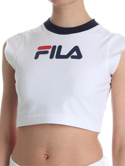 Shop Fila Pia Top In White - Blue - Red