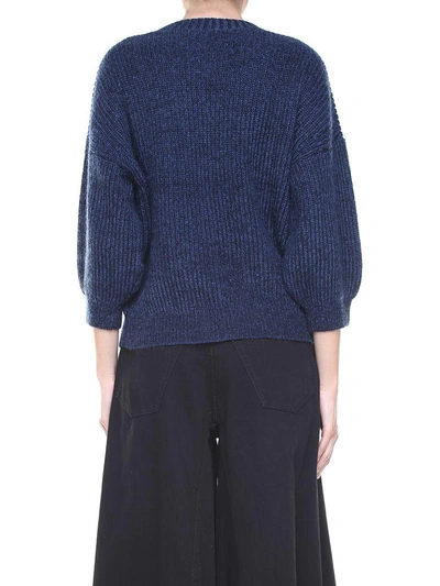 Shop 3.1 Phillip Lim / フィリップ リム Puff-sleeve Wool And Mohair-blend Sweater In Blu