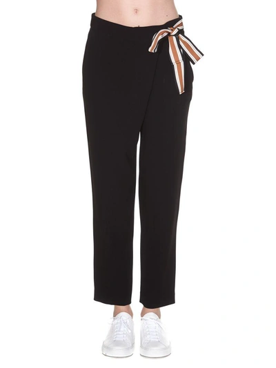Shop Alberto Biani Bow Detail Trousers In Black