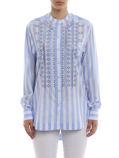Shop Ermanno Scervino Shirt In Alight Blue/wht