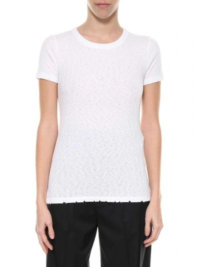 Shop Helmut Lang Ribbed T-shirt In Bianco
