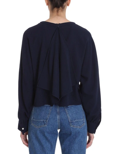 Shop Golden Goose Gemini Blue Virgin Wool Fringed Blouse