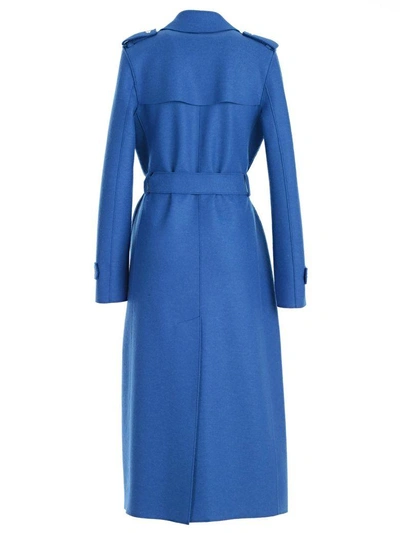 Shop Harris Wharf London Pressed Long Trench In Turquoise
