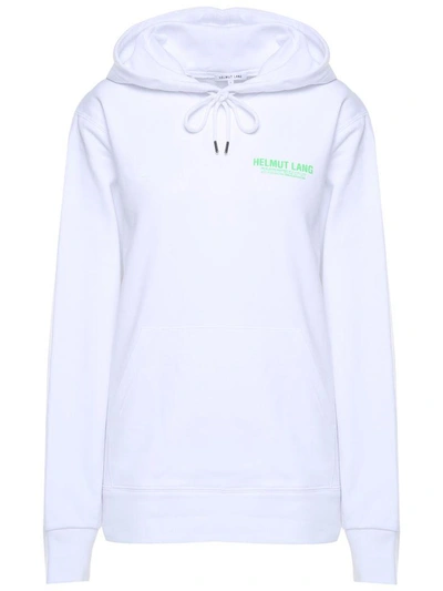 Shop Helmut Lang Logo-print Cotton-jersey Hoodie In Bianco