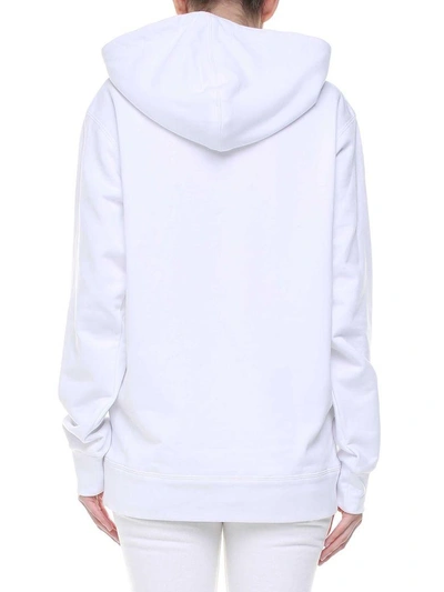 Shop Helmut Lang Logo-print Cotton-jersey Hoodie In Bianco