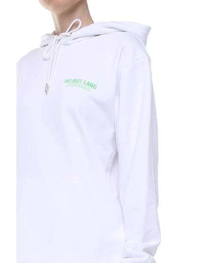Shop Helmut Lang Logo-print Cotton-jersey Hoodie In Bianco