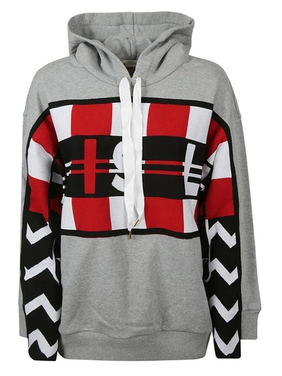 Shop Stella Mccartney Printed Drawstrings Hoodie In Grey Melange