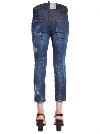 Shop Dsquared2 Cool Girl Cropped Fit Jeans In Blu