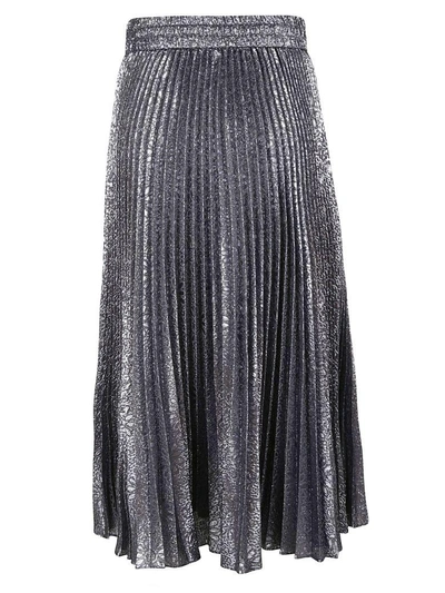 Shop Red Valentino Pleated Midi Skirt In Grey