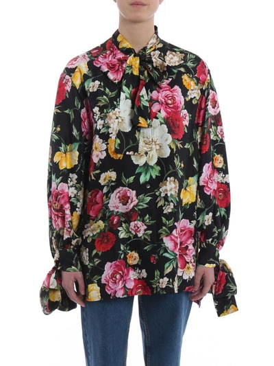 Shop Dolce & Gabbana Floral Print Blouse In Hnmfiori Vari Fdo.nero