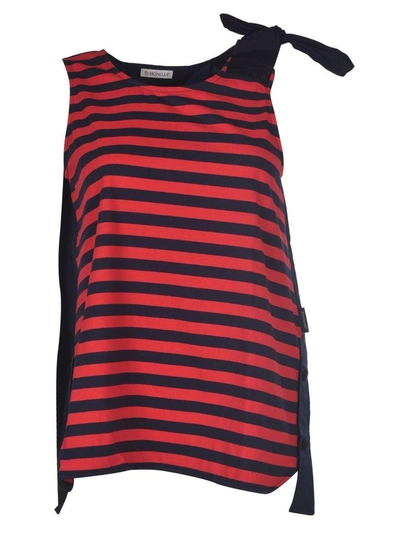 Shop Moncler Striped Tank Top In Blue/red