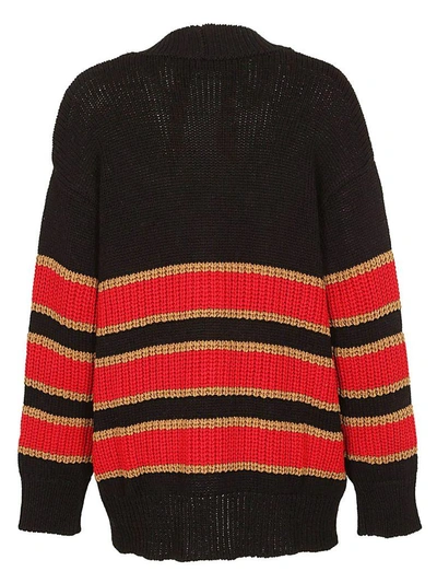 Shop N°21 Ribbed Cardigan In Nero/rosso