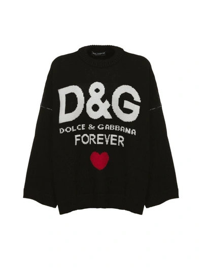 Shop Dolce & Gabbana Oversized Sweater In Nero Bianco