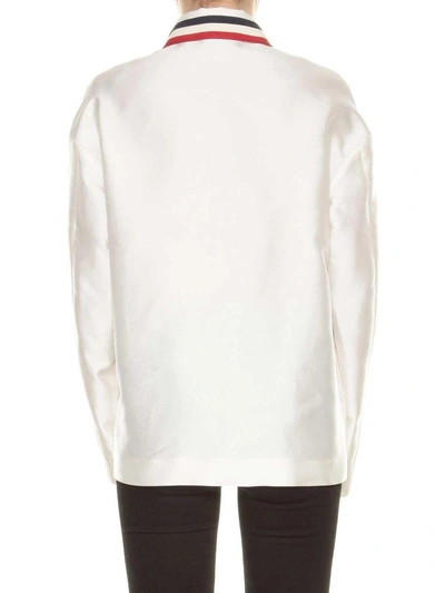 Shop Moncler Satin Jacket Fouette In Bianco