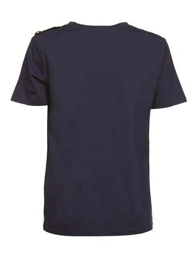 Shop Balmain Printed T-shirt In Blu Oro