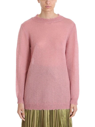 Shop Red Valentino Oversized Longline Knit Top In Rose-pink