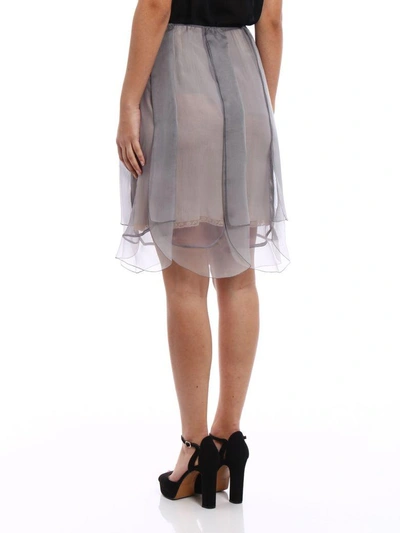 Shop Prada Layered Tull Petal Skirt In J2a Ematite+ematite
