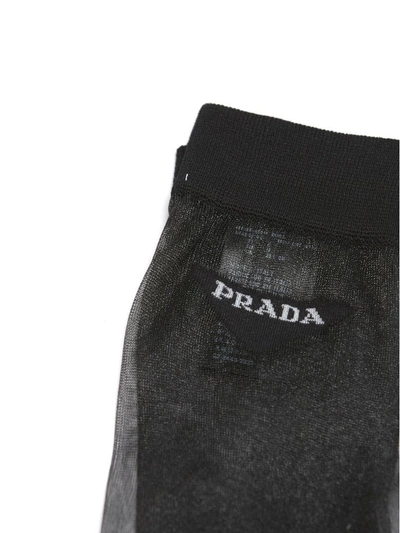 Shop Prada Embroidered Socks In Nero