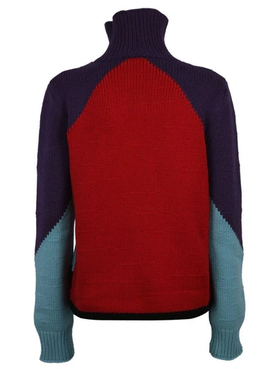 Shop Bottega Veneta Geometric Panel Sweater In Aqua