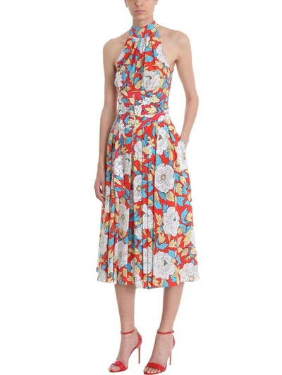Shop Diane Von Furstenberg Sleeveless High Neck Halter Dress In Multicolor