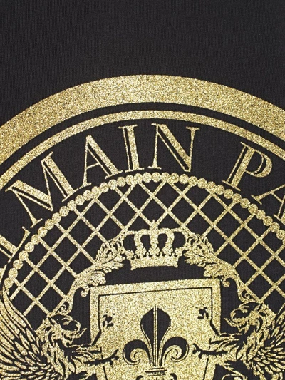 Shop Balmain Logo Print Tank Top In Cblack Gold