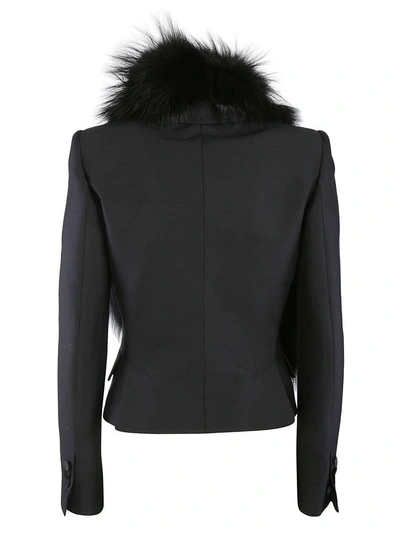 Shop Dsquared2 Fur Detail Peacoat In Black