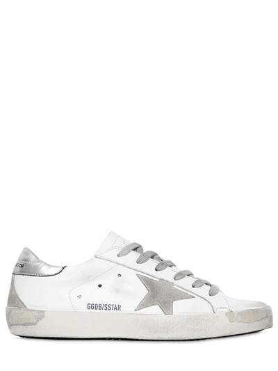 Shop Golden Goose Superstar Leather Sneakers In White/silver