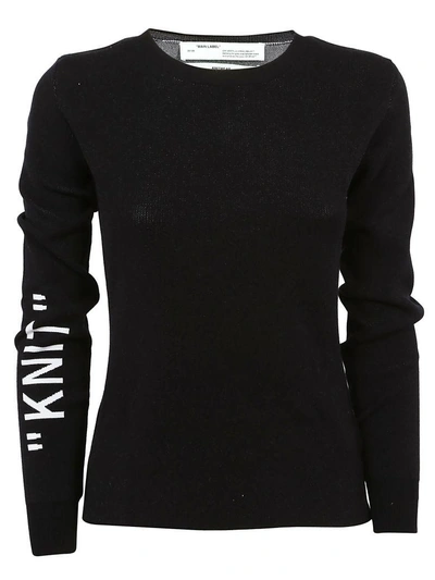 Shop Off-white Crewneck Knit Sweater In Black White