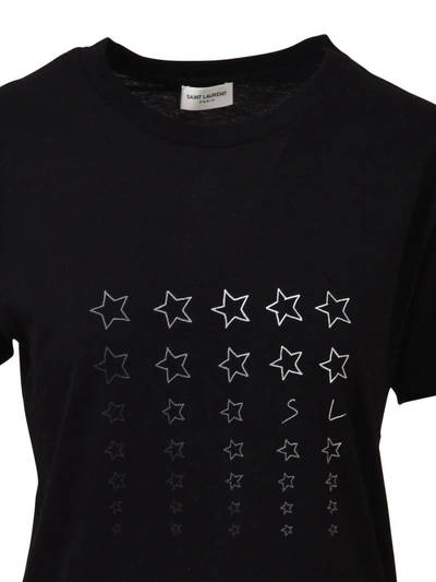 Shop Saint Laurent Cotton Star Print T-shirt In Black