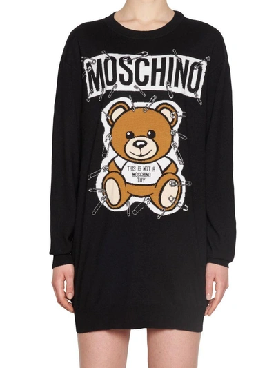 Shop Moschino 'teddy Pin' Dress In Black