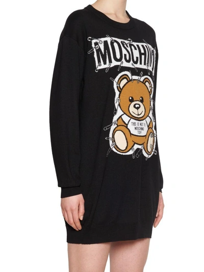 Shop Moschino 'teddy Pin' Dress In Black