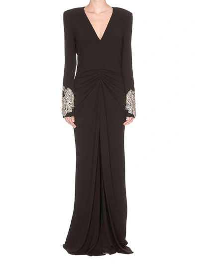 Shop Alexander Mcqueen Crystal Embellished Dress In Black
