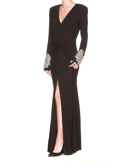 Shop Alexander Mcqueen Crystal Embellished Dress In Black