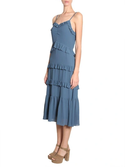 Shop Michael Michael Kors Ruffled Dress In Blue