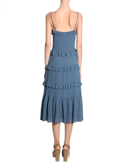 Shop Michael Michael Kors Ruffled Dress In Blue