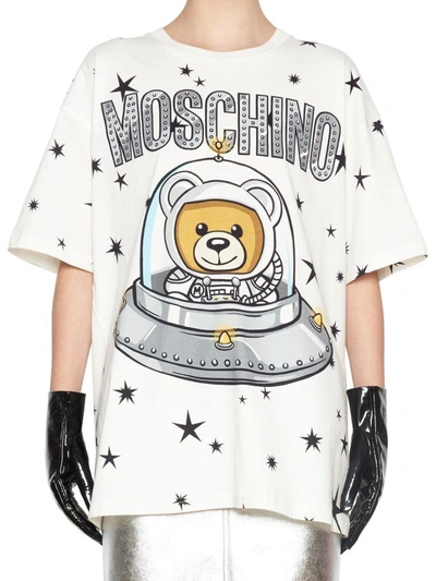 Shop Moschino 'teddy Ufo' T-shirt In White