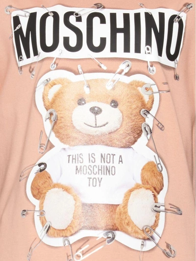Shop Moschino 'teddy Pin' T-shirt In Pink