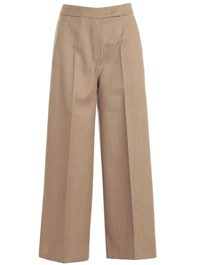 Shop Max Mara Wide Leg Trousers In Caramel