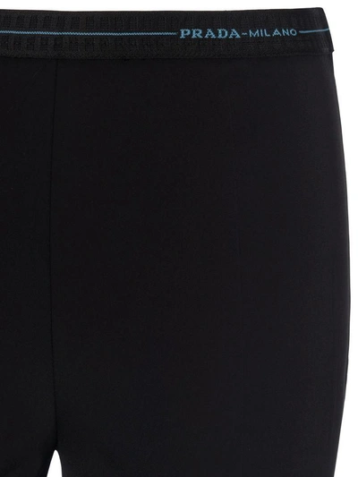 Shop Prada Pantalone Slim Logo Band In Black