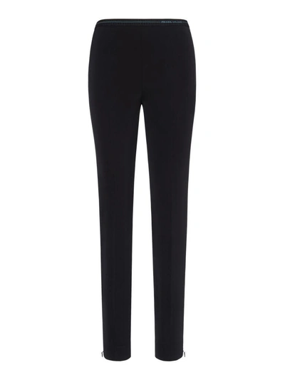 Shop Prada Pantalone Slim Logo Band In Black