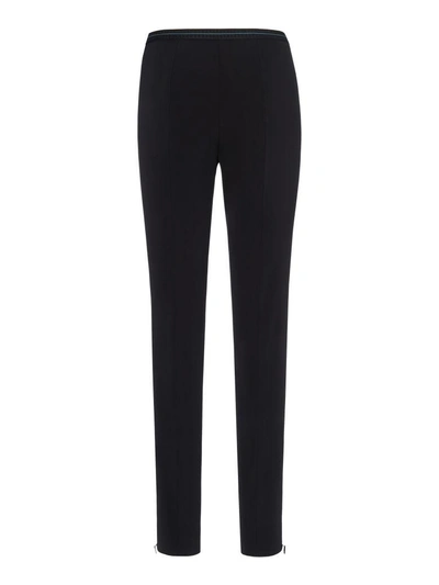 Shop Prada Pantalone Slim Logo Band In Black