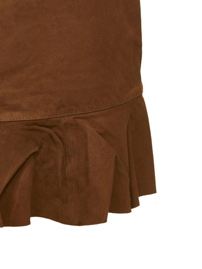 Shop Ganni Buttoned Mini Skirt In Tabacco