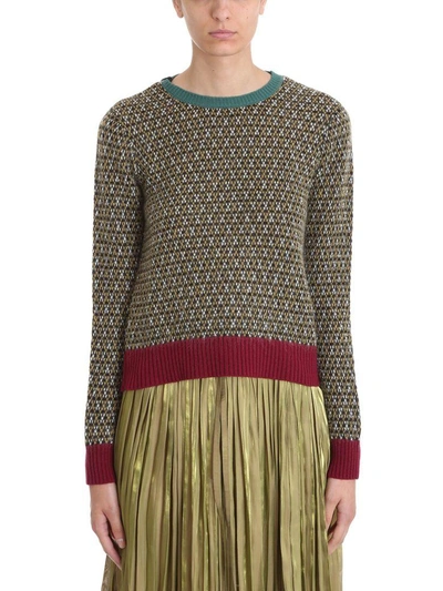 Shop Red Valentino Jacquard Wool Sweater In Green
