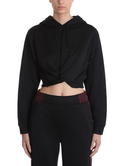 Shop Alexander Wang T Sleek French Terry Hoodie Sweatshirt In Black