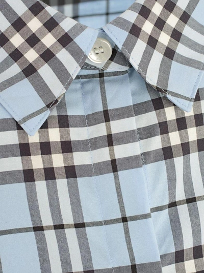 Shop Burberry Checked Shirt In Asky Blue Ip Check