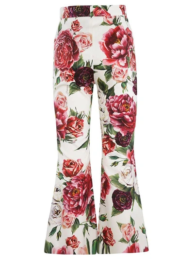 Shop Dolce & Gabbana Peony Print Trousers In Multicolor