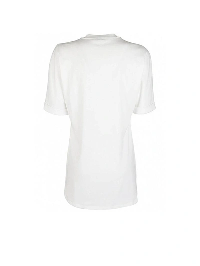 Shop Fendi White Cotton Embroidered Logo T-shirt