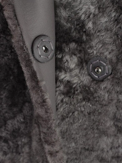 Shop Drome Montone Hooded Coat In Grey